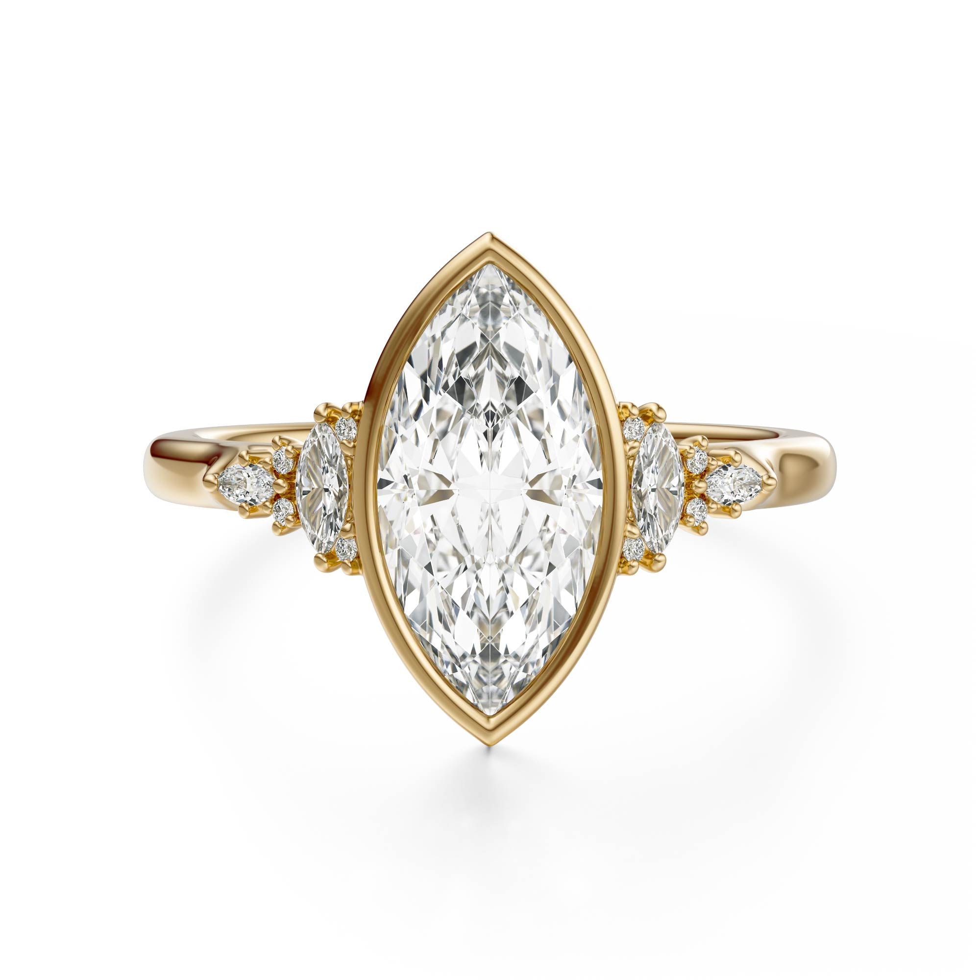 Marquise Shaped Three Stone Lab Grown Diamond Engagement Ring
